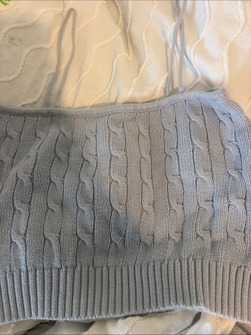 Brandy Melville Light Blue Cable Knit Crop Tank